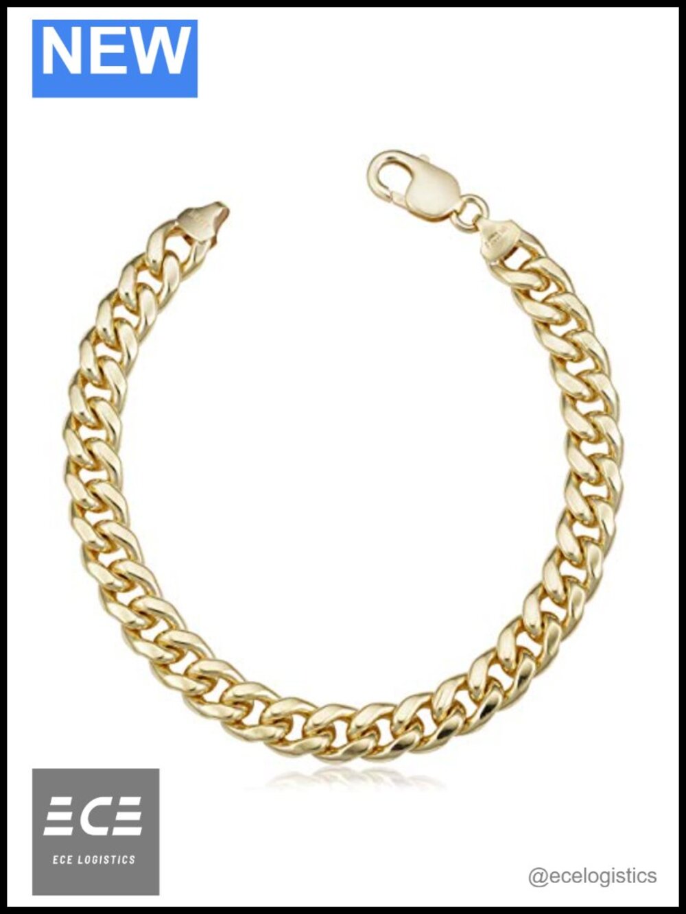 14k Gold Filled Miami Cuban Curb Link Chain Bracelet 9.2mm 9 inch